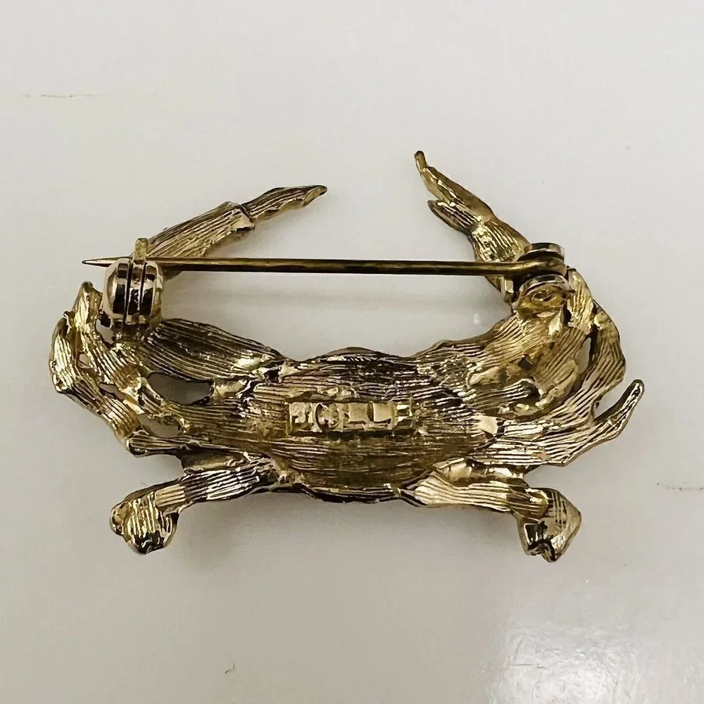Vintage Jolle Crab Brooch Pinback Cancer June July Birthday Silver Tone 1497